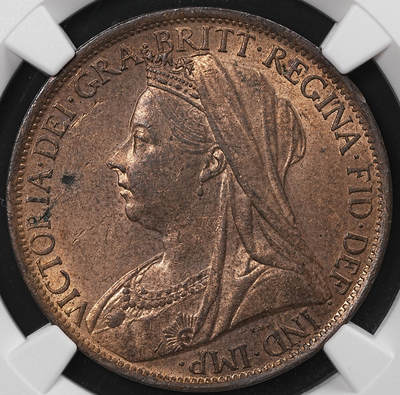 修遠堂世界钱币第七十七期 - NGC MS62RB 1901年英国1便士铜币