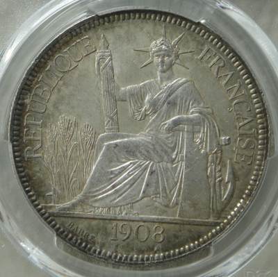 PCGS～MS63【五彩】1908年坐洋 - PCGS～MS63【五彩】1908年坐洋