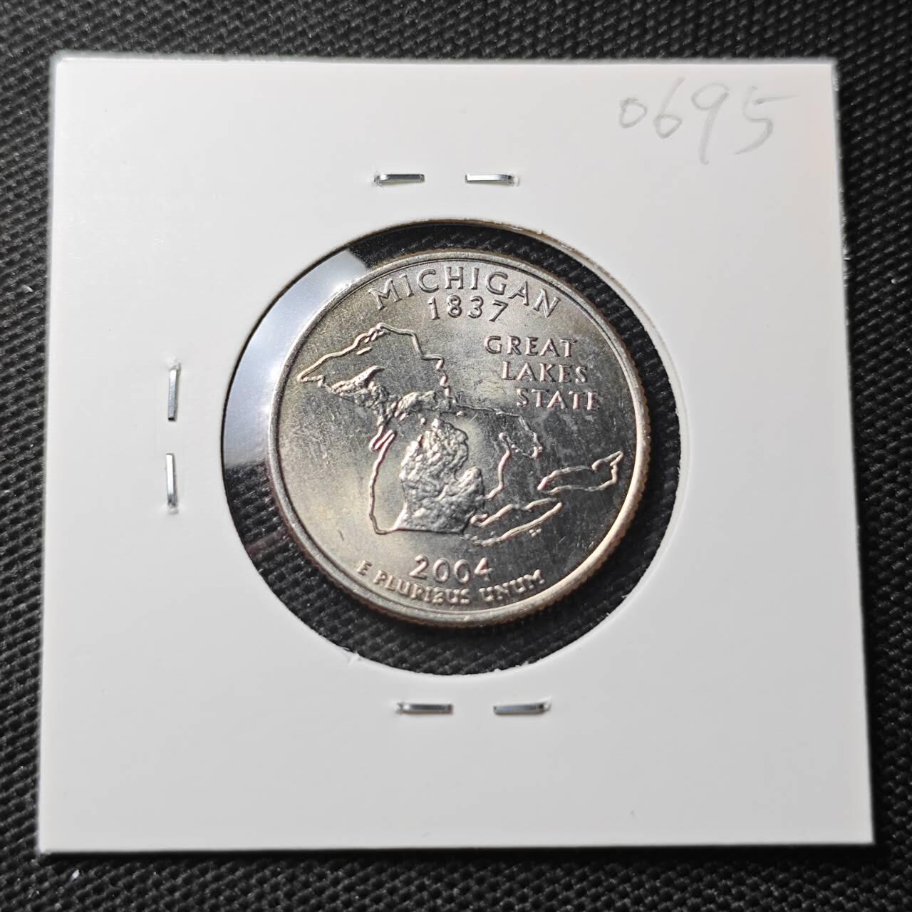 KK钱币收藏小铺 第306期 2月预留时间 周末发货  2004美国25分纪念币 好品