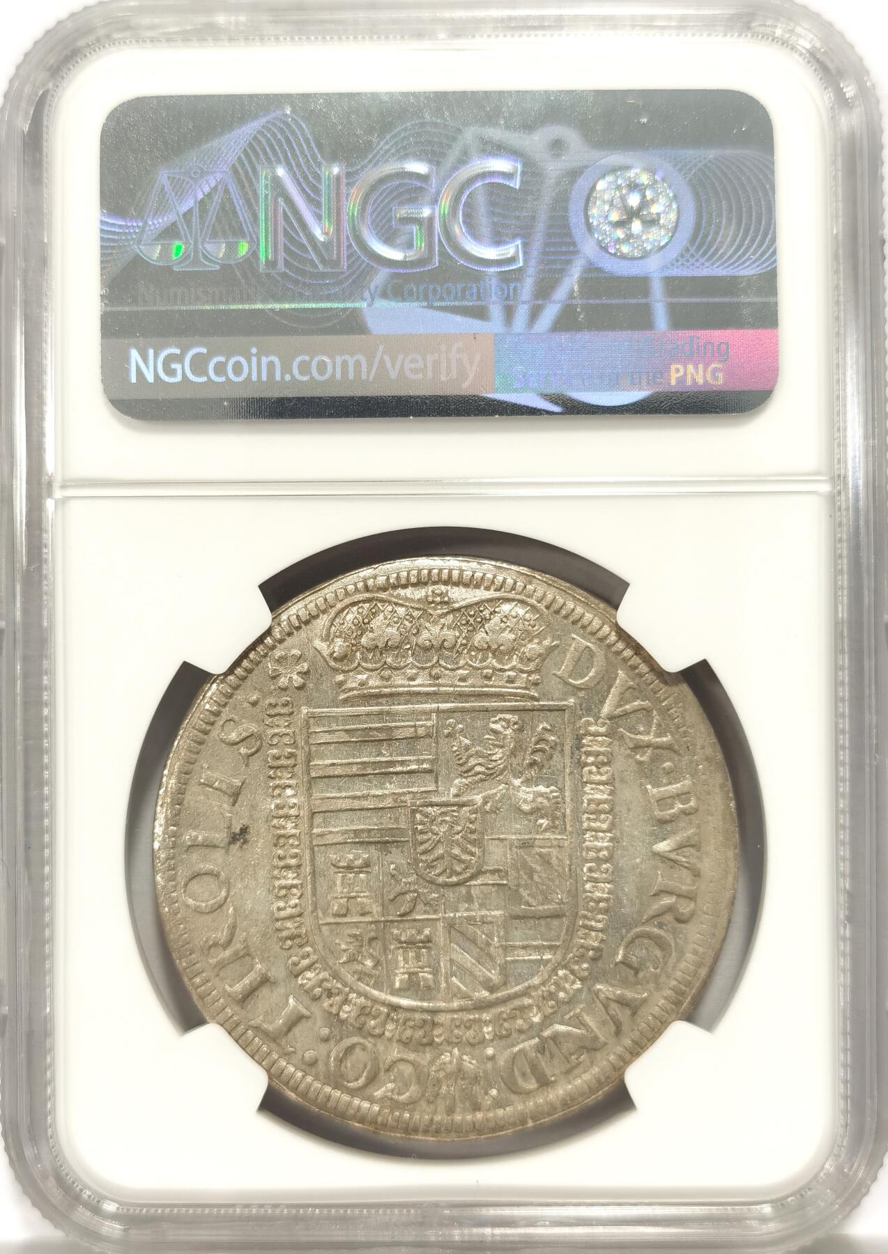 博洋堂世界钱币拍卖第130期（全场包邮） NGC MS62 奥匈1564年斐迪南大公泰勒，底板泛光，犹如刚出厂状态