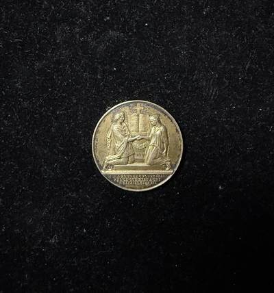 戎马世界章牌大赏第100期 - 法国结婚纪念章，带画押，金级，1856年结婚，银制，手指边铭