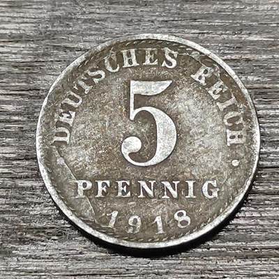 【铜匠收藏】★第125场★散币场，无佣金，30包邮。不满30元，支付5元运费。《接受代拍 代送NGC评级》 - 德国 1918年 5芬尼 铁币 A厂 德意志第二帝国长翅鹰