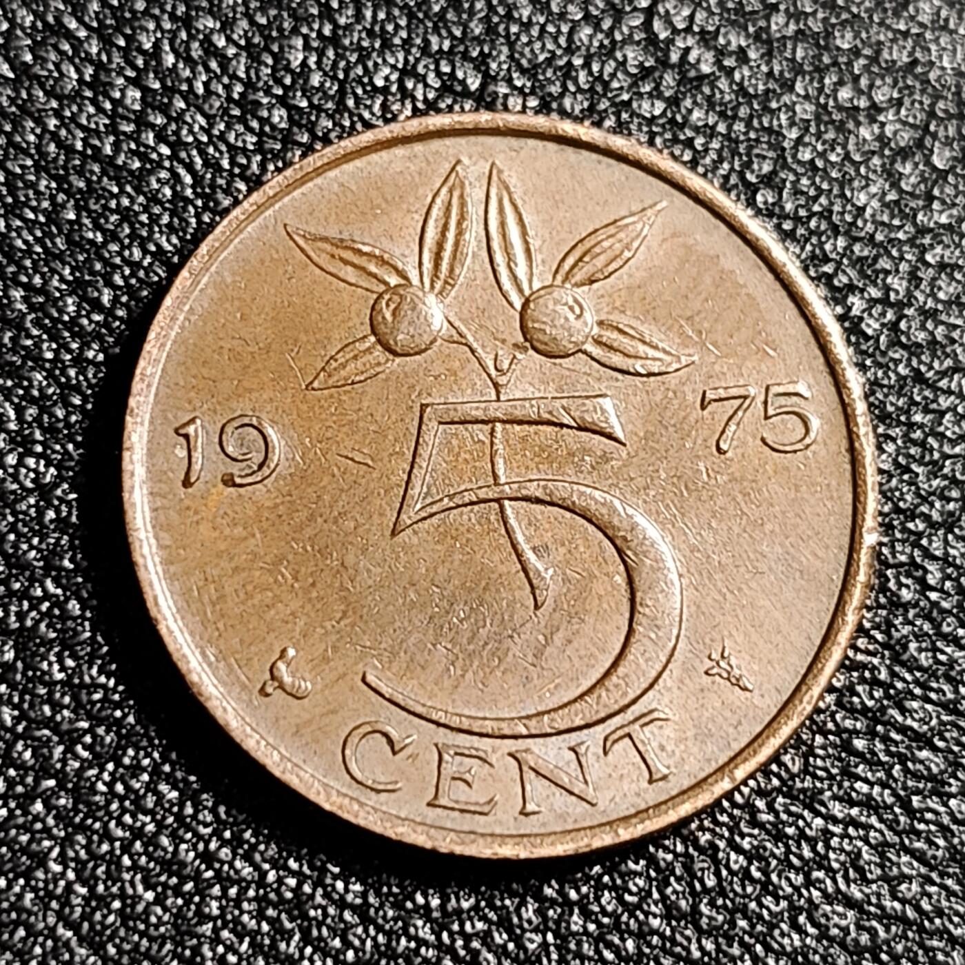 泉币菌-第48场-散币捡漏场 1975年 荷兰5分 朱丽安娜女王 21MM 铜币 