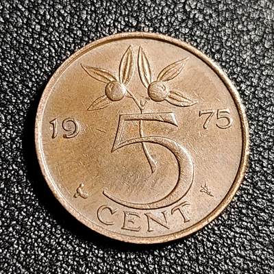 泉币菌-第48场-散币捡漏场 - 1975年 荷兰5分 朱丽安娜女王 21MM 铜币 