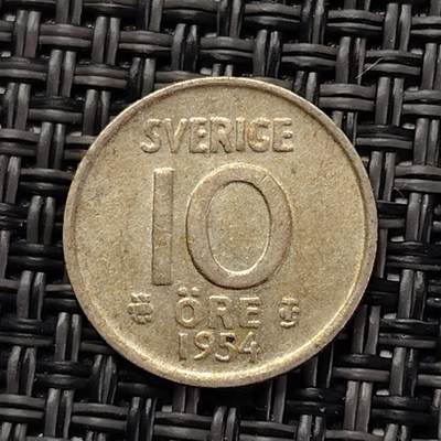 布加迪🐬～世界钱币(上海)🌾第 227 期 /  各国套币和散币 - 瑞典🇸🇪 1954年 10奥尔 银币 15mm