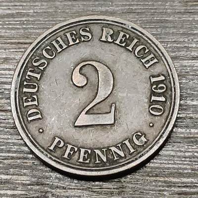 【铜匠收藏】★第125场★散币场，无佣金，30包邮。不满30元，支付5元运费。《接受代拍 代送NGC评级》 - 德国1910年 2芬尼 A厂 德意志第二帝国长翅鹰铜币