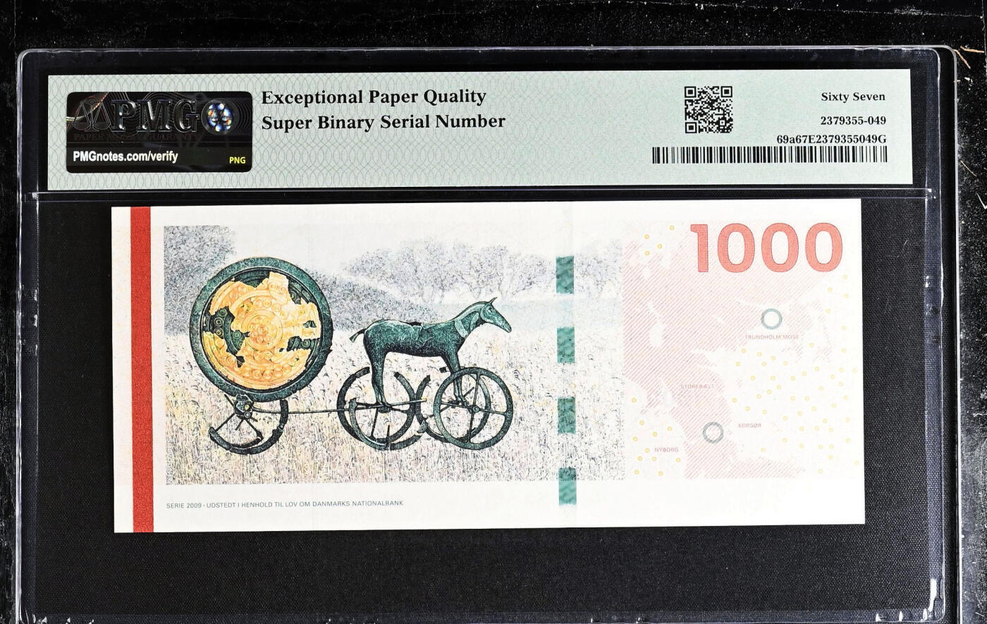 A版首发A0冠11小号丹麦2011年1000克朗 PMG67EPQ