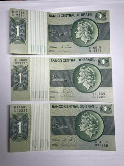2025年集古藏今外币拍卖第六期-第10场—（总第250拍-纸币专场），本期拍完结算一次，发货时间2-3天，休息几天后继续新的一期拍卖。 - 巴西1雷亚尔三张