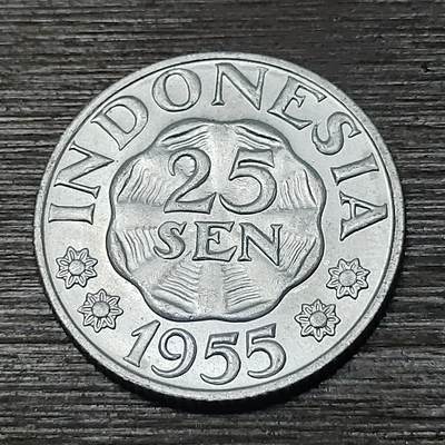 【铜匠收藏】★第125场★散币场，无佣金，30包邮。不满30元，支付5元运费。《接受代拍 代送NGC评级》 - 印度尼西亚 1955年 25仙 铝币