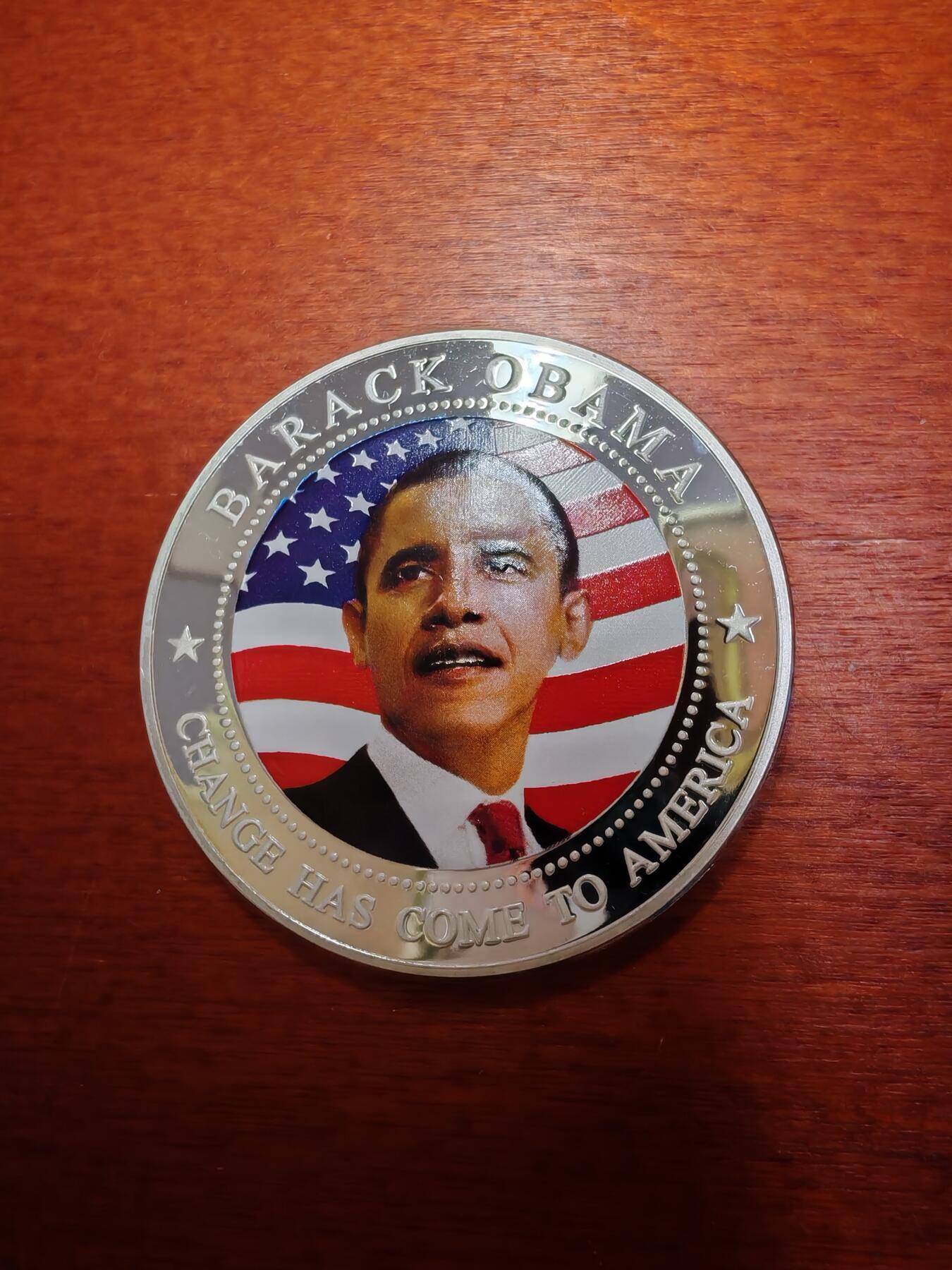 长老汇蛇年精选第十九场拍卖 2009利比里亚奥巴马总统5元彩色铜镍镀银币