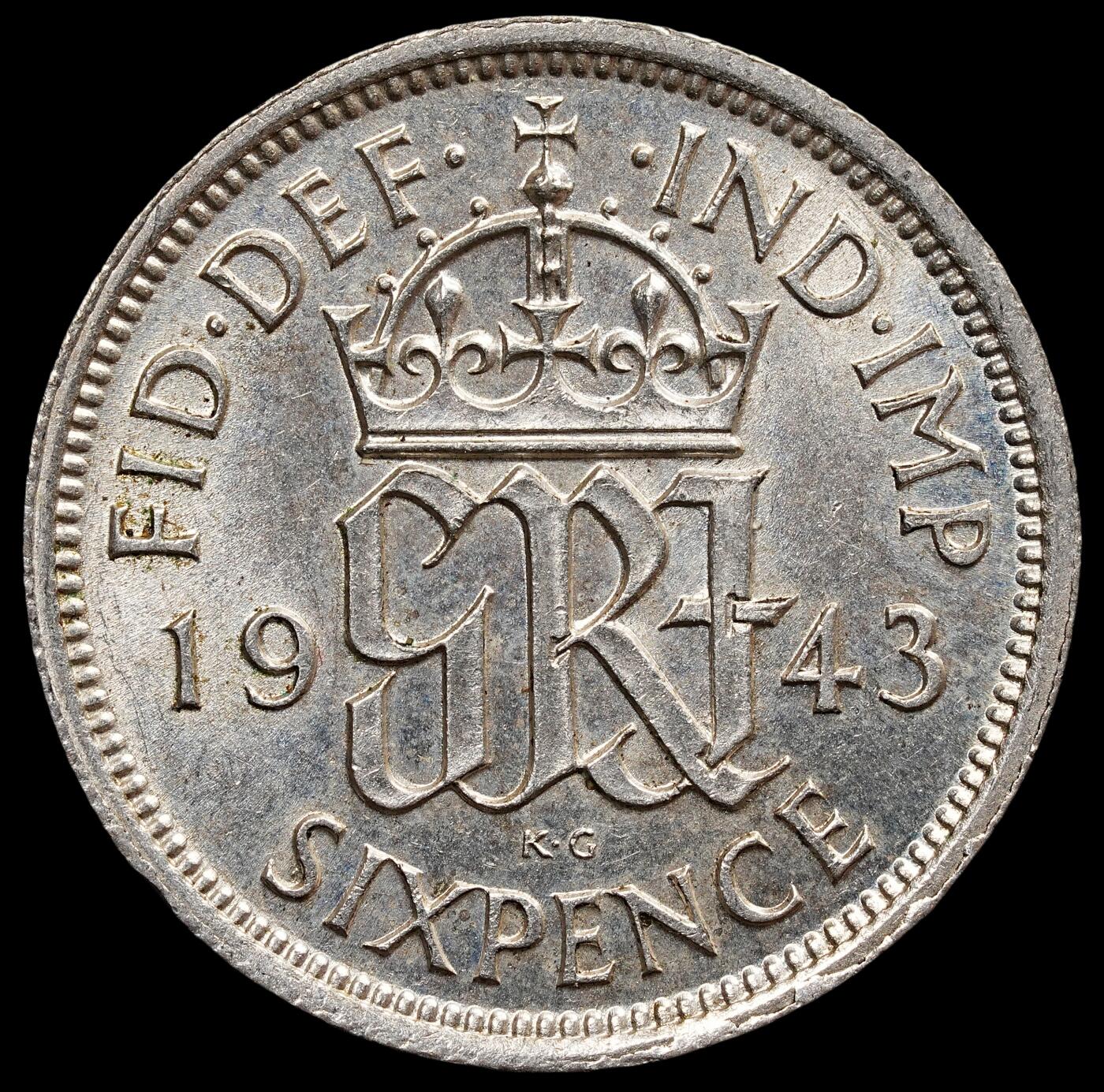 修遠堂世界钱币第七十七期 1943年英国6便士银币 原光