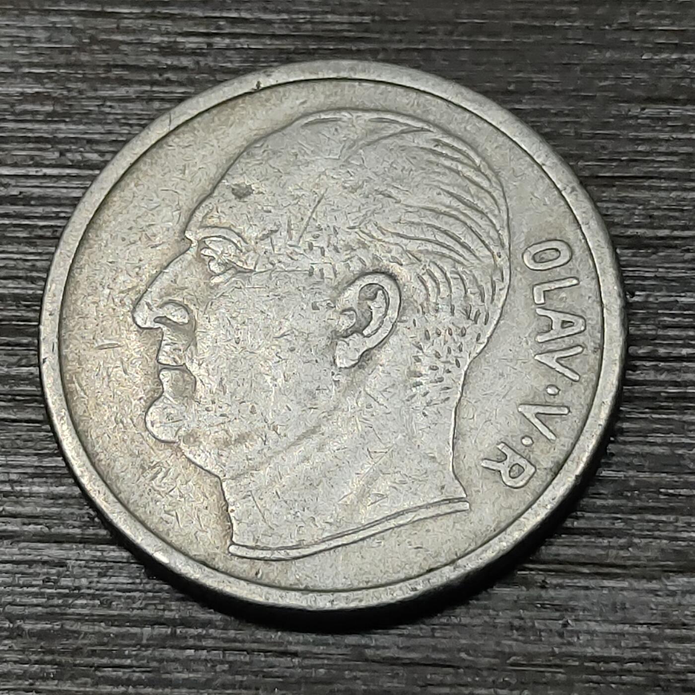 【铜匠收藏】★第125场★散币场，无佣金，30包邮。不满30元，支付5元运费。《接受代拍 代送NGC评级》 挪威 1959年 1克朗 镍铜币 奔马