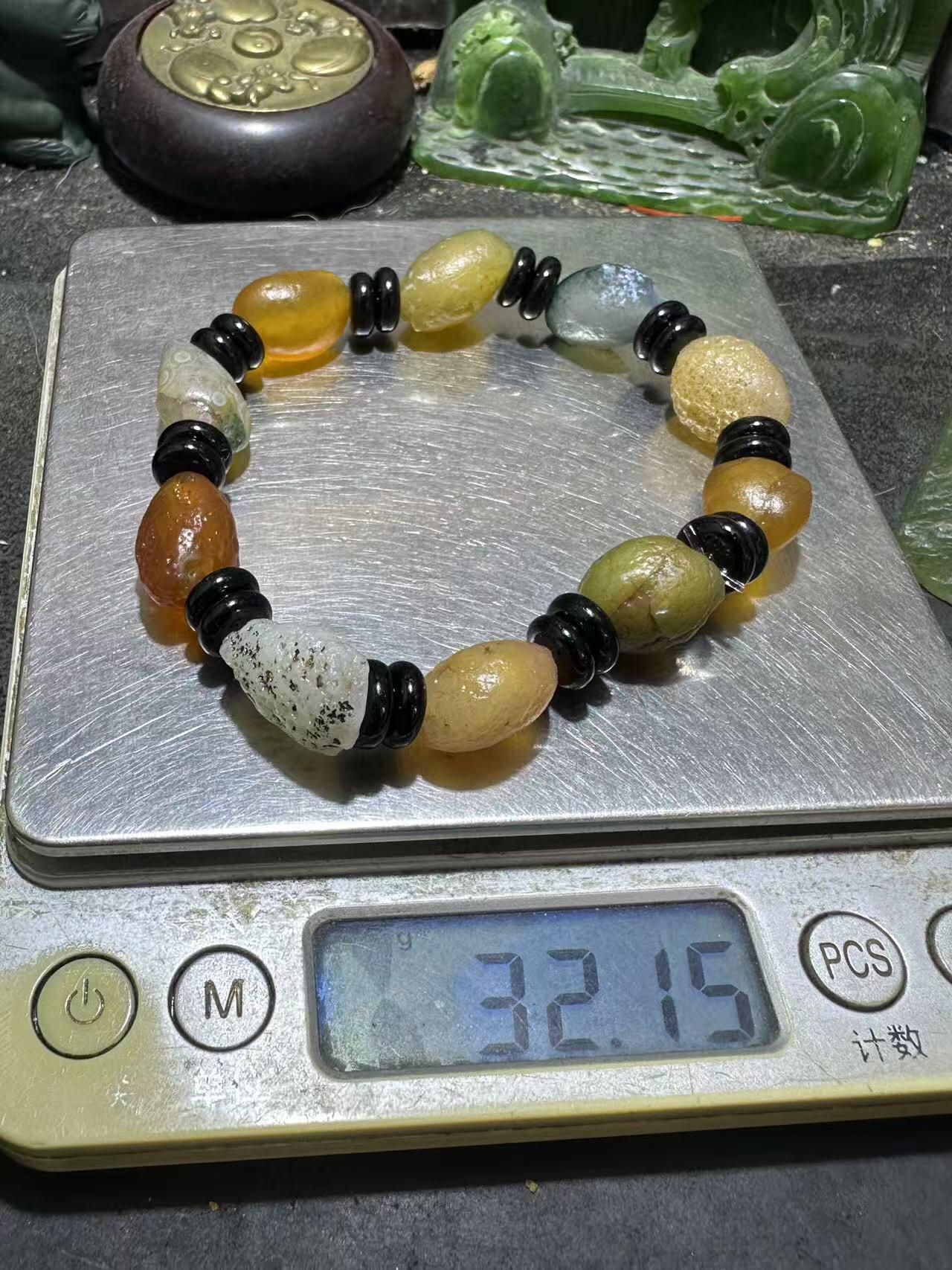 精美阿拉善玛瑙原石手串一条，，，