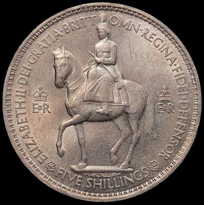 修遠堂世界钱币第七十七期 - 1953年伊丽莎白二世女王加冕纪念5先令 原光