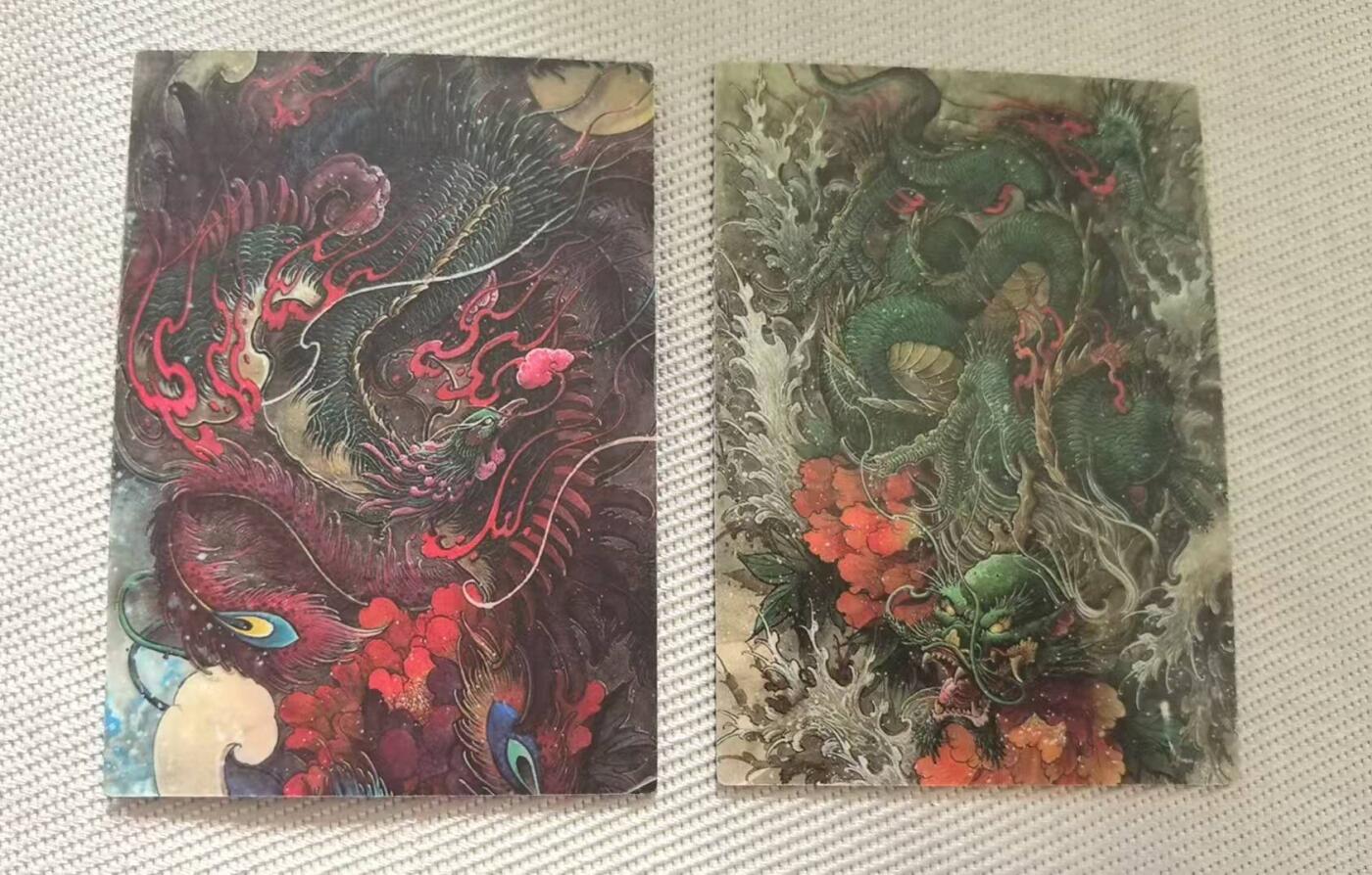 龙虎卡牌第四五场 （无佣金，满120包邮，欢迎送拍） 镜面卡2张 香山文创特卡 龙凤一对（未撕膜）