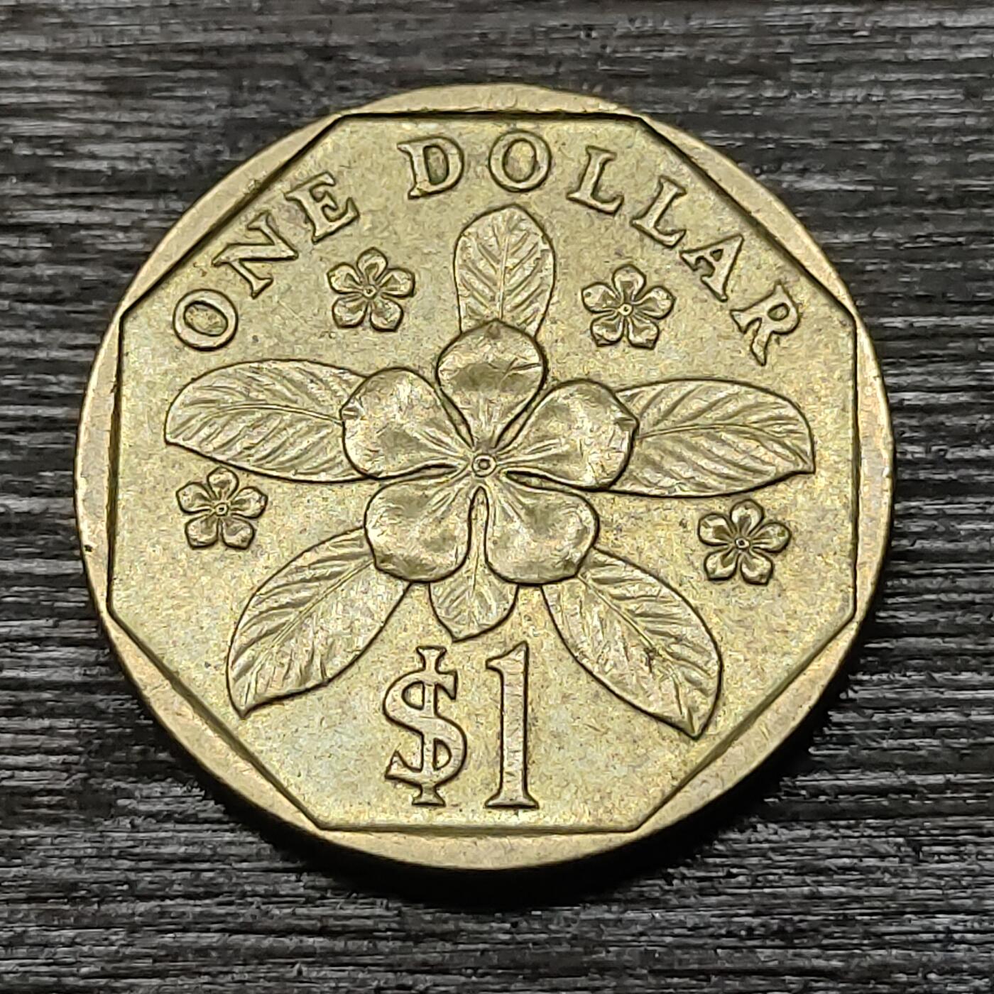 【铜匠收藏】★第125场★散币场，无佣金，30包邮。不满30元，支付5元运费。《接受代拍 代送NGC评级》 新加坡 1995年 1元 铝青铜币 胡姬花