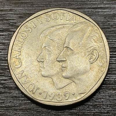 【铜匠收藏】★第125场★散币场，无佣金，30包邮。不满30元，支付5元运费。《接受代拍 代送NGC评级》 - 西班牙 卡洛斯苏菲亚夫妇 1989年 500比塞塔大铜币