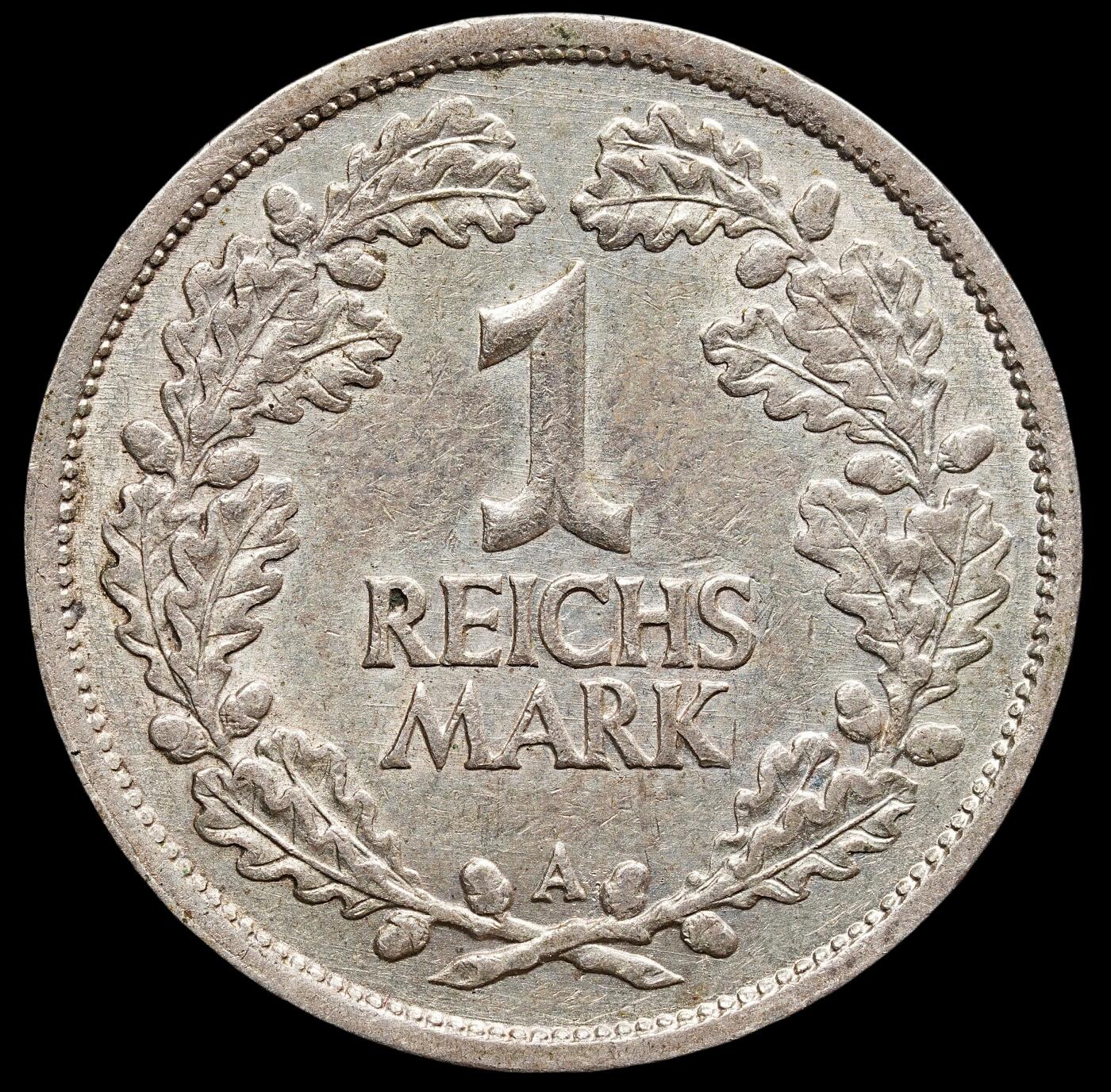 修遠堂世界钱币第七十七期 1925年德国1马克银币 A厂铭