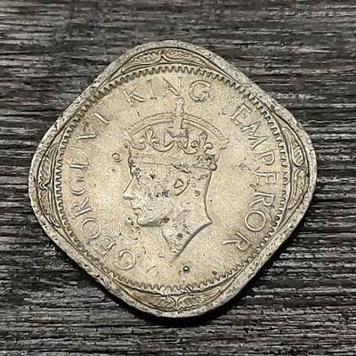 【铜匠收藏】★第125场★散币场，无佣金，30包邮。不满30元，支付5元运费。《接受代拍 代送NGC评级》 - 英属印度 1947年 1/2安娜 乔治六世