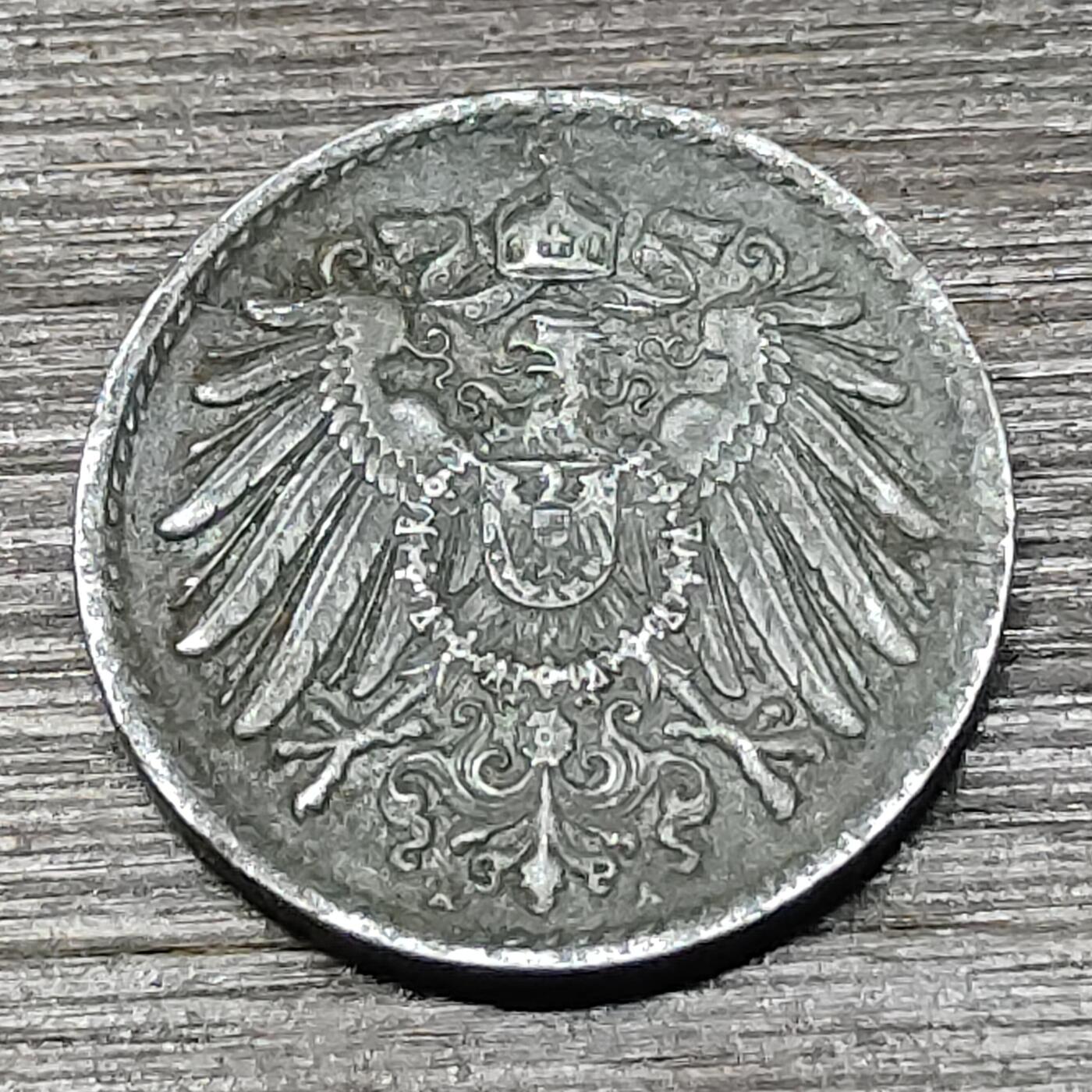 【铜匠收藏】★第125场★散币场，无佣金，30包邮。不满30元，支付5元运费。《接受代拍 代送NGC评级》 德国1918年 5芬尼 铁币 A厂 德意志第二帝国 长翅鹰