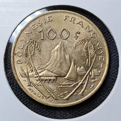KK钱币收藏小铺 第307期 2月预留时间 周末发货 - 1976法属波利尼西亚100法郎  好品