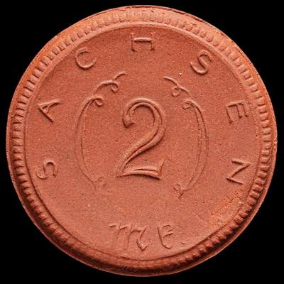 修遠堂世界钱币第七十七期 - 1921年德国紧急时期萨克森2马克陶瓷币 完全未流通