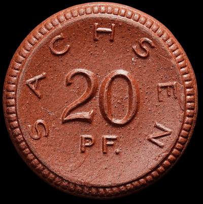 修遠堂世界钱币第七十七期 - 1921年德国紧急时期萨克森20芬尼陶瓷币 完全未流通