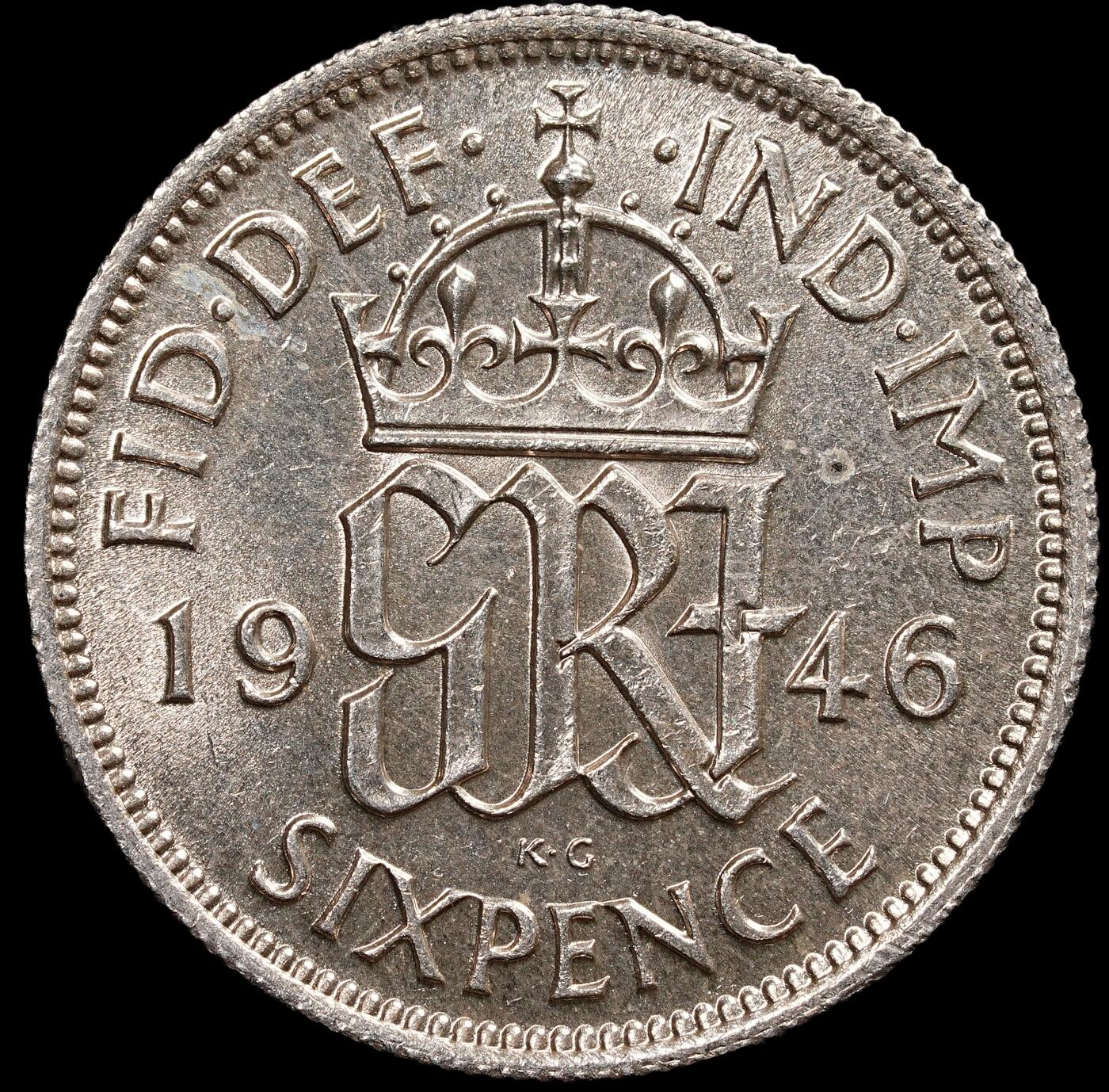 修遠堂世界钱币第七十七期 1946年英国6便士银币 原光