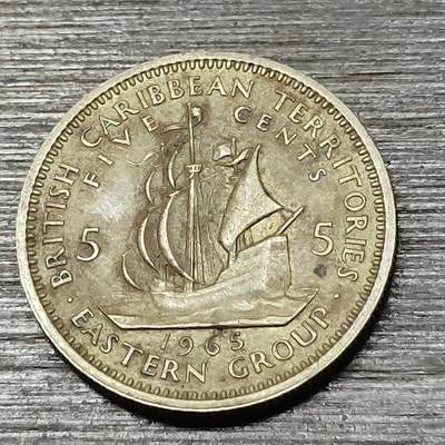 【铜匠收藏】★第125场★散币场，无佣金，30包邮。不满30元，支付5元运费。《接受代拍 代送NGC评级》 - 英属东加勒比 1963年 5分 镍黄铜币