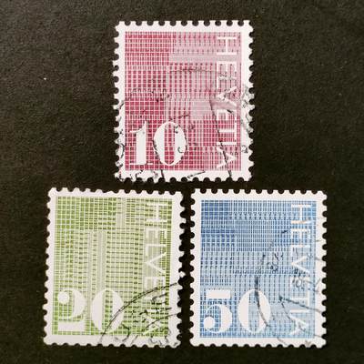 ↓君缘收藏525期☞钱币邮品↓无佣金、可寄存、满30元包邮  - 瑞士邮票，1970年价值符号邮票3全