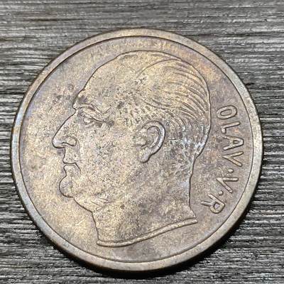 【铜匠收藏】★第125场★散币场，无佣金，30包邮。不满30元，支付5元运费。《接受代拍 代送NGC评级》 - 挪威1969年 5欧尔 青铜币 麋鹿 奥拉夫五世