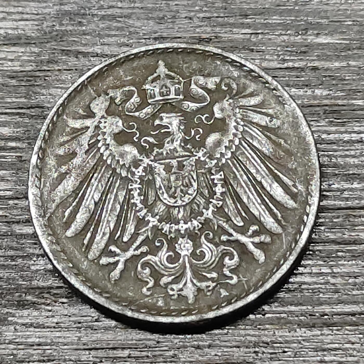 【铜匠收藏】★第125场★散币场，无佣金，30包邮。不满30元，支付5元运费。《接受代拍 代送NGC评级》 德国 1918年 5芬尼 铁币 A厂 德意志第二帝国长翅鹰