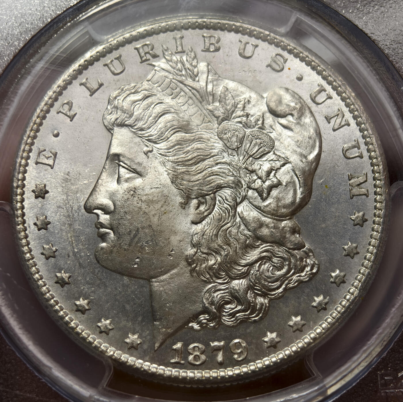 紫瑗钱币——第572期 美国 1879年 S版 摩根 大头妹 1美元 银币 PCGS MS64 老盒 转光犀利