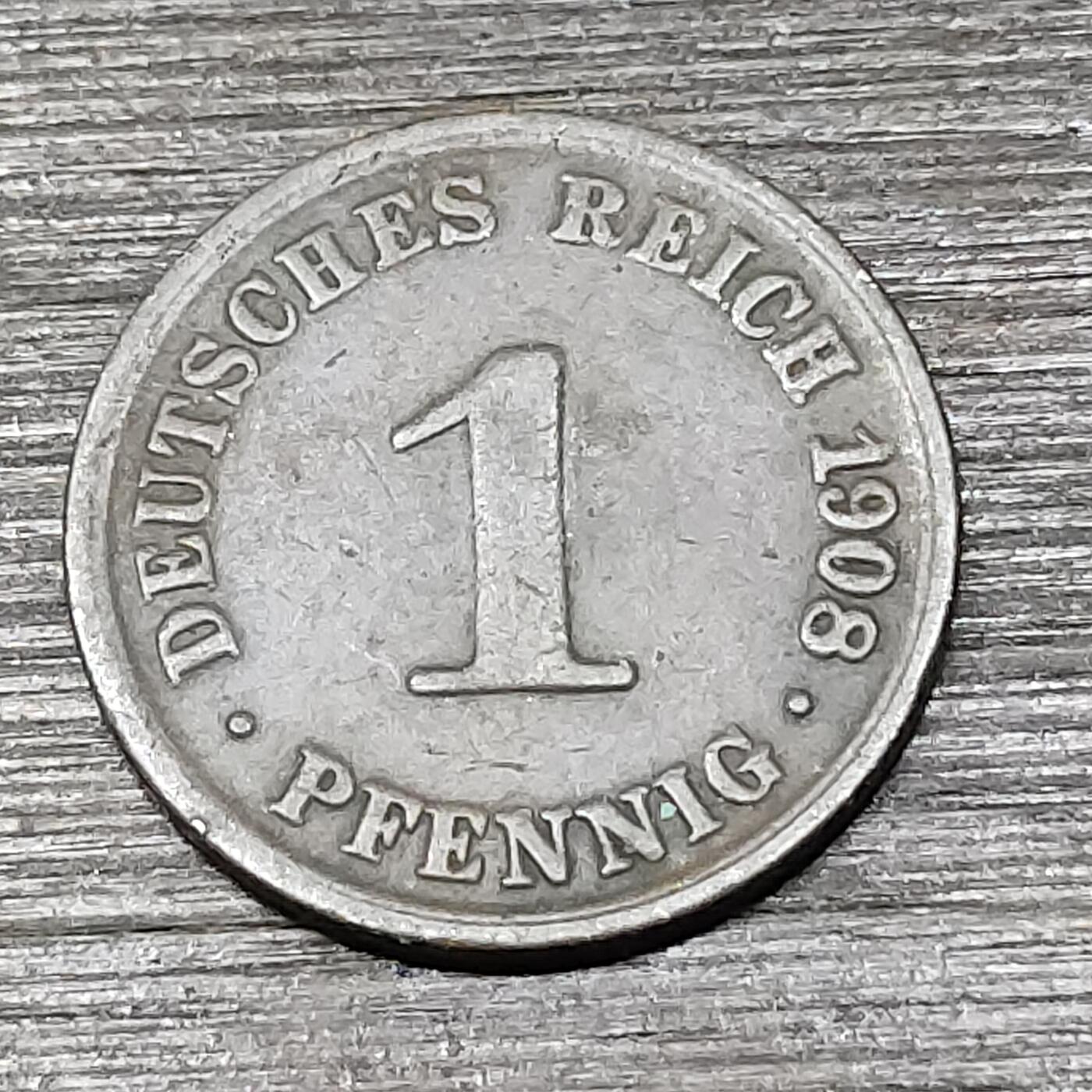 【铜匠收藏】★第125场★散币场，无佣金，30包邮。不满30元，支付5元运费。《接受代拍 代送NGC评级》 德国1908年 1芬尼 A厂 德意志第二帝国 长翅鹰 铜币