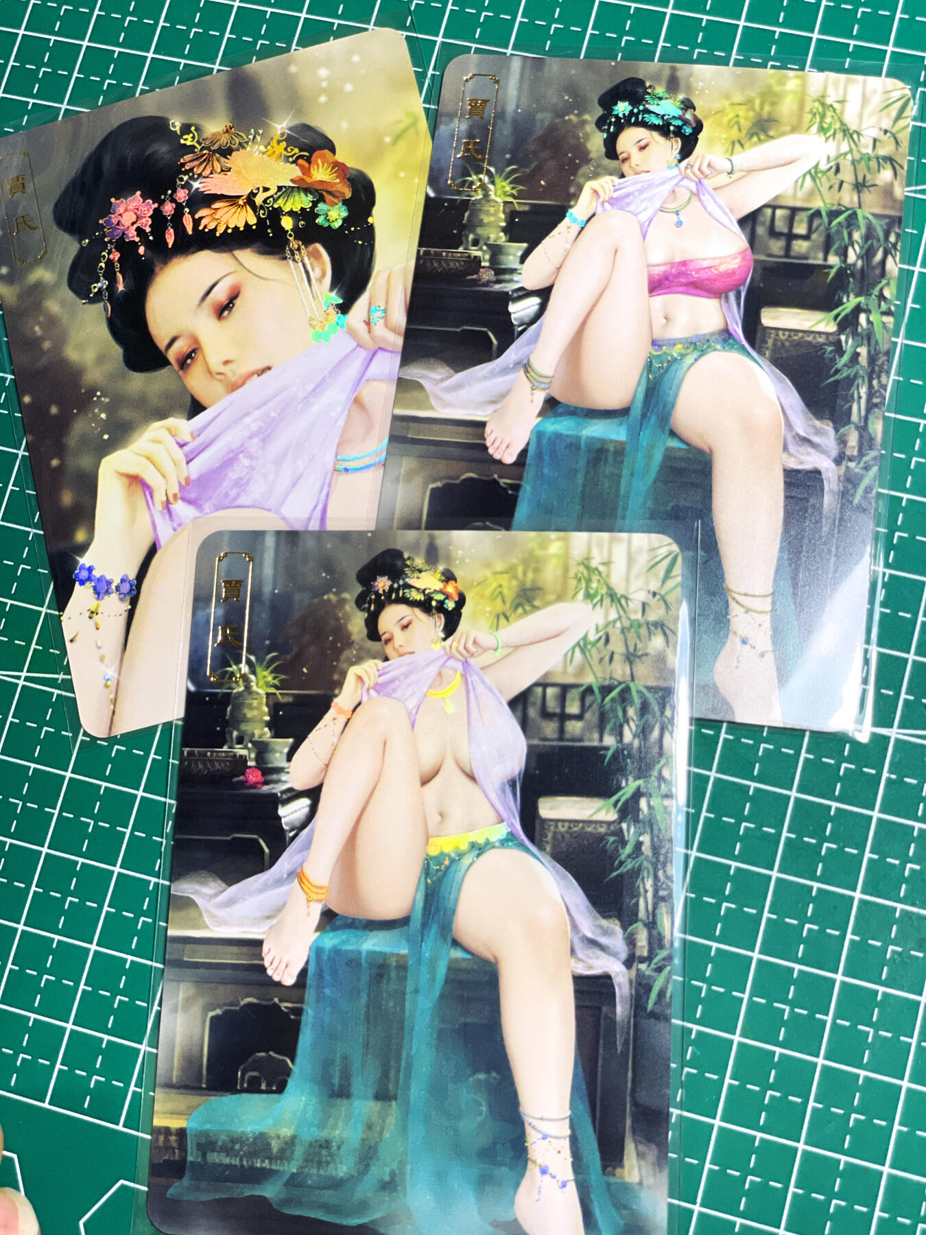 显眼宝22期 颜值精选·真 卡将卡牌  贾氏 肥嘟嘟的腿腿超诱惑 一套3张 金彩工艺   63*88