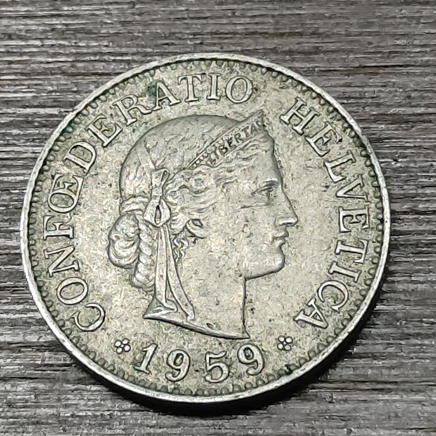 【铜匠收藏】★第125场★散币场，无佣金，30包邮。不满30元，支付5元运费。《接受代拍 代送NGC评级》 瑞士 1959年 10分女神