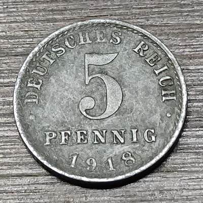 【铜匠收藏】★第125场★散币场，无佣金，30包邮。不满30元，支付5元运费。《接受代拍 代送NGC评级》 - 德国1918年 5芬尼 铁币 A厂 德意志第二帝国 长翅鹰