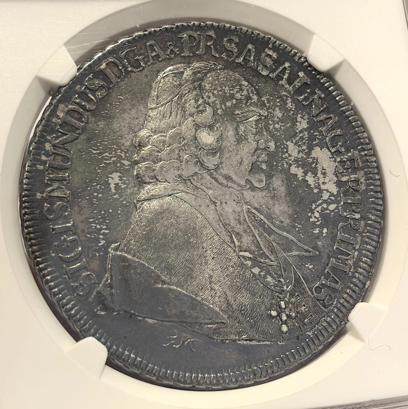 博洋堂世界钱币拍卖第130期（全场包邮） NGC AU55 奥匈1762年萨尔斯堡一斯蒙德三世宗教泰勒，背面是主教手持圣象