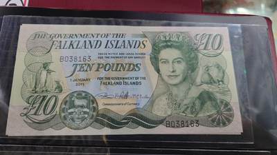 世界钱币～微拍第190期暨2025年第29期  继续清理库存 2011年福克兰群岛10镑 全新绝品无44尾号163