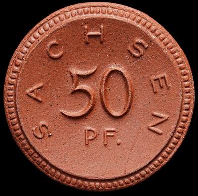 修遠堂世界钱币第七十七期 - 1921年德国紧急时期萨克森50芬尼陶瓷币 完全未流通