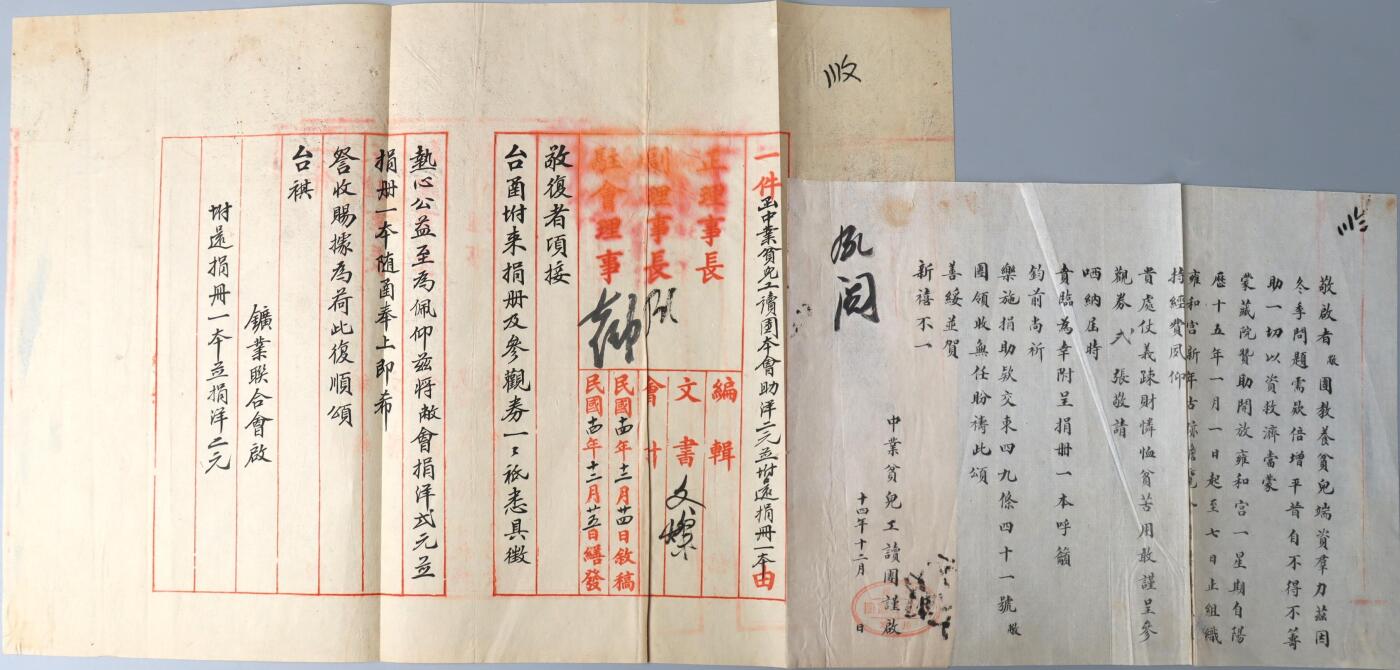 北京国升信札纸杂专场（1） 民国中业贫儿工读团公文
