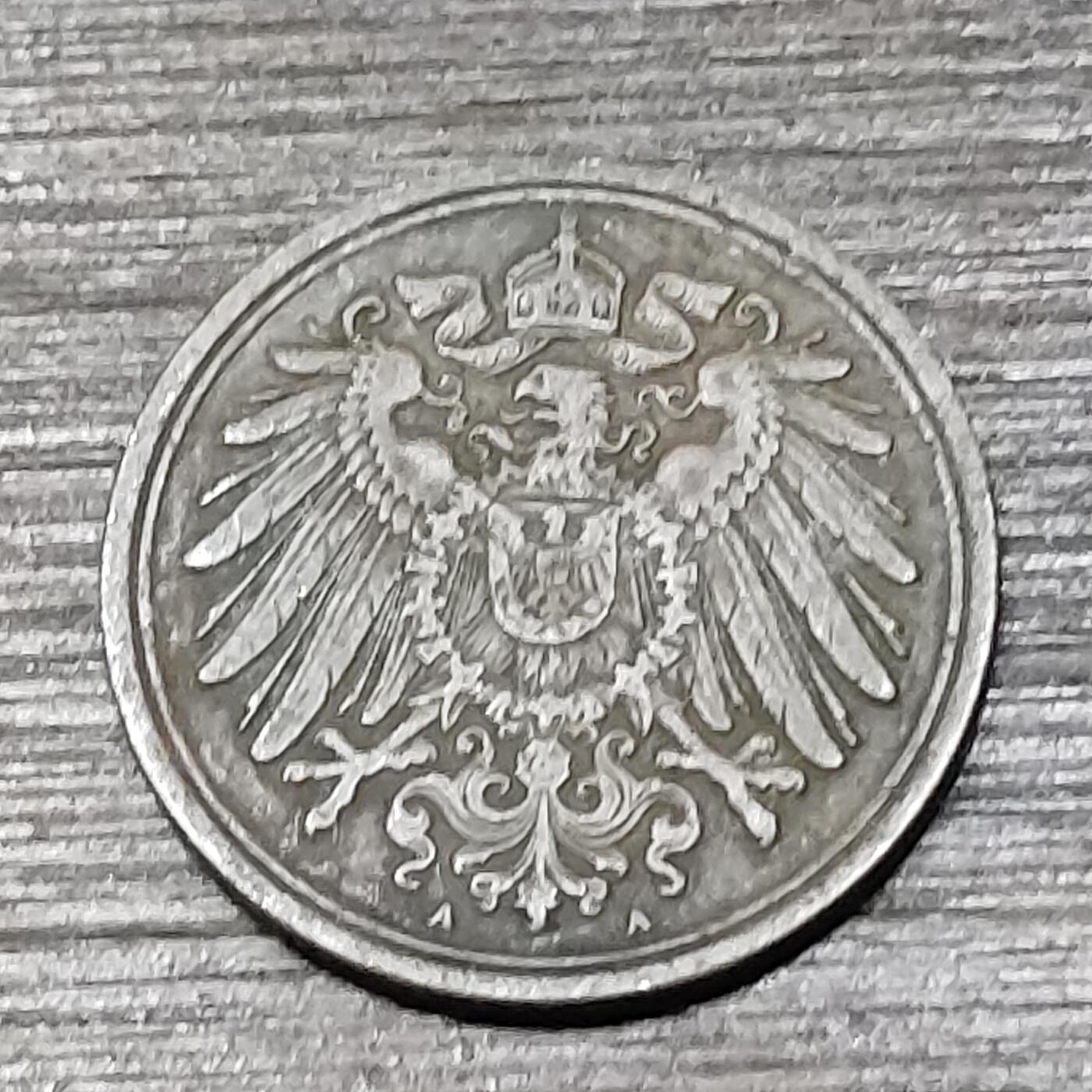 【铜匠收藏】★第125场★散币场，无佣金，30包邮。不满30元，支付5元运费。《接受代拍 代送NGC评级》 德国1908年 1芬尼 A厂 德意志第二帝国 长翅鹰 铜币