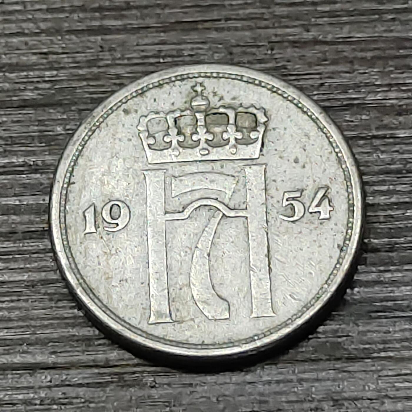 【铜匠收藏】★第125场★散币场，无佣金，30包邮。不满30元，支付5元运费。《接受代拍 代送NGC评级》 1954年 挪威 10欧尔