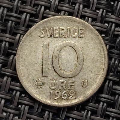 布加迪🐬～世界钱币(上海)🌾第 227 期 /  各国套币和散币 - 瑞典🇸🇪 1962年 10奥尔 银币 15mm