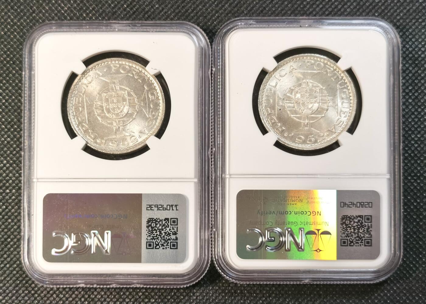  甄臻铺-世界币章拍卖（第24期），送拍享返佣金等优惠多多 NGC-MS65 1952年澳门首发伍圆2枚一组