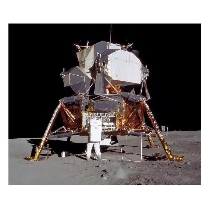 美国1969年 阿波罗11号+阿姆斯特朗登月 高浮雕精制大镀金章 月球一小步 人类一大步 40MM