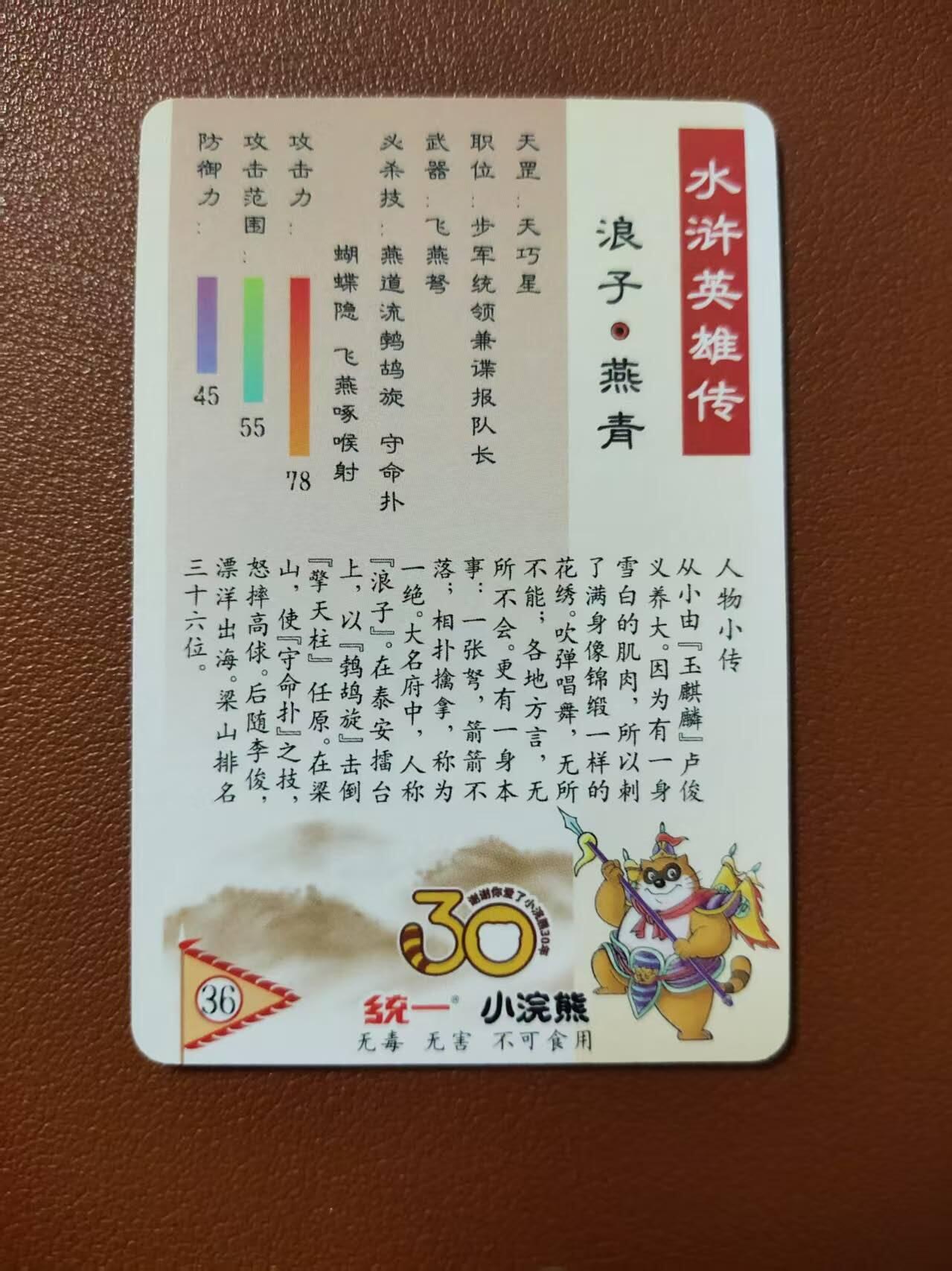 龙虎卡牌第四五场 （无佣金，满120包邮，欢迎送拍） 粗闪小卡 小浣熊25周年 - 浪子燕青