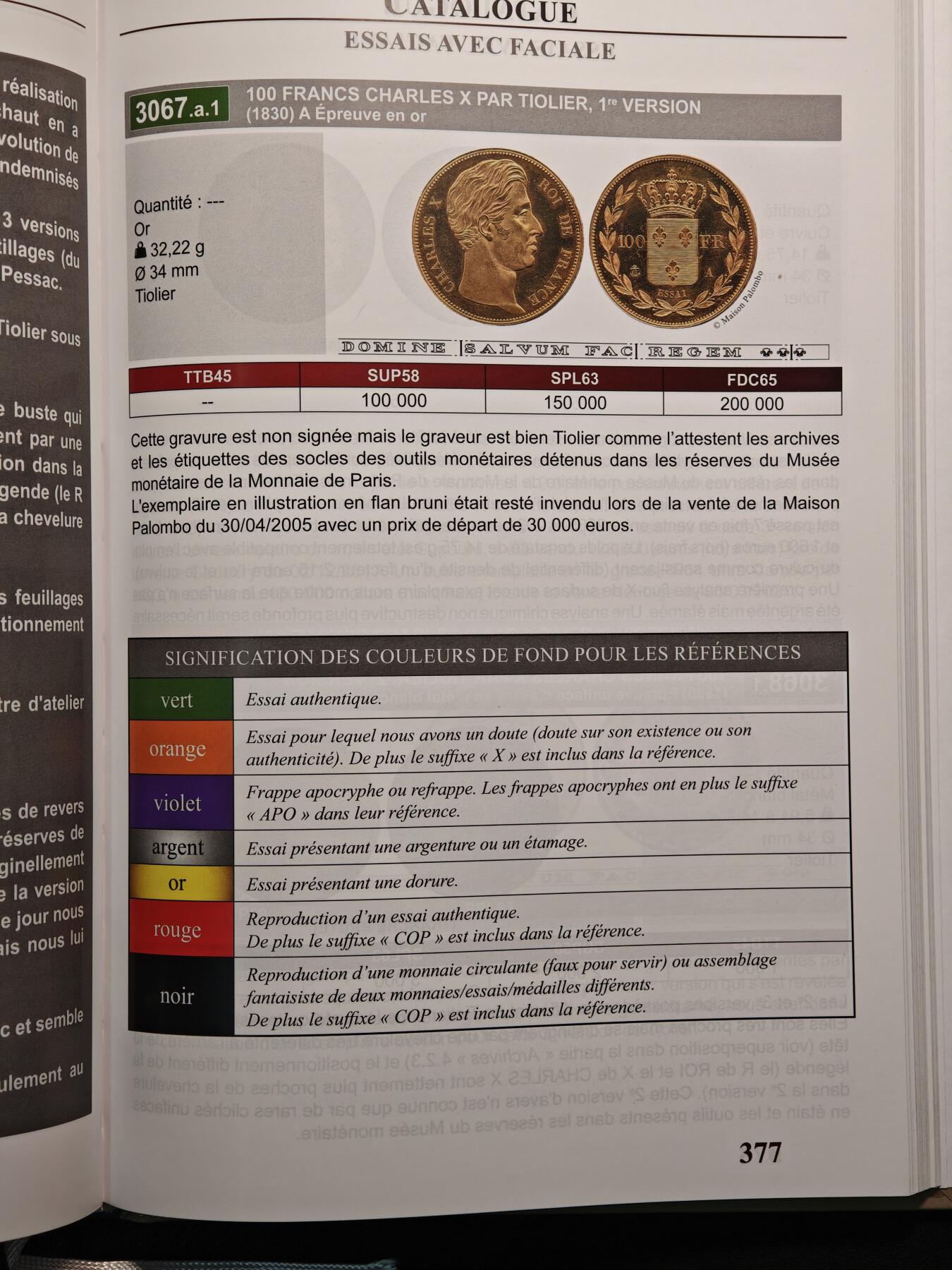 【德藏】世界币章拍卖第137期（拍品征集中~欢迎藏友联系）  98新 Le Franc法国样币系列之三：《查理十世（1824-1830）时期的样币》全彩铜板纸印刷 全书约544页 详情请看拍卖介绍