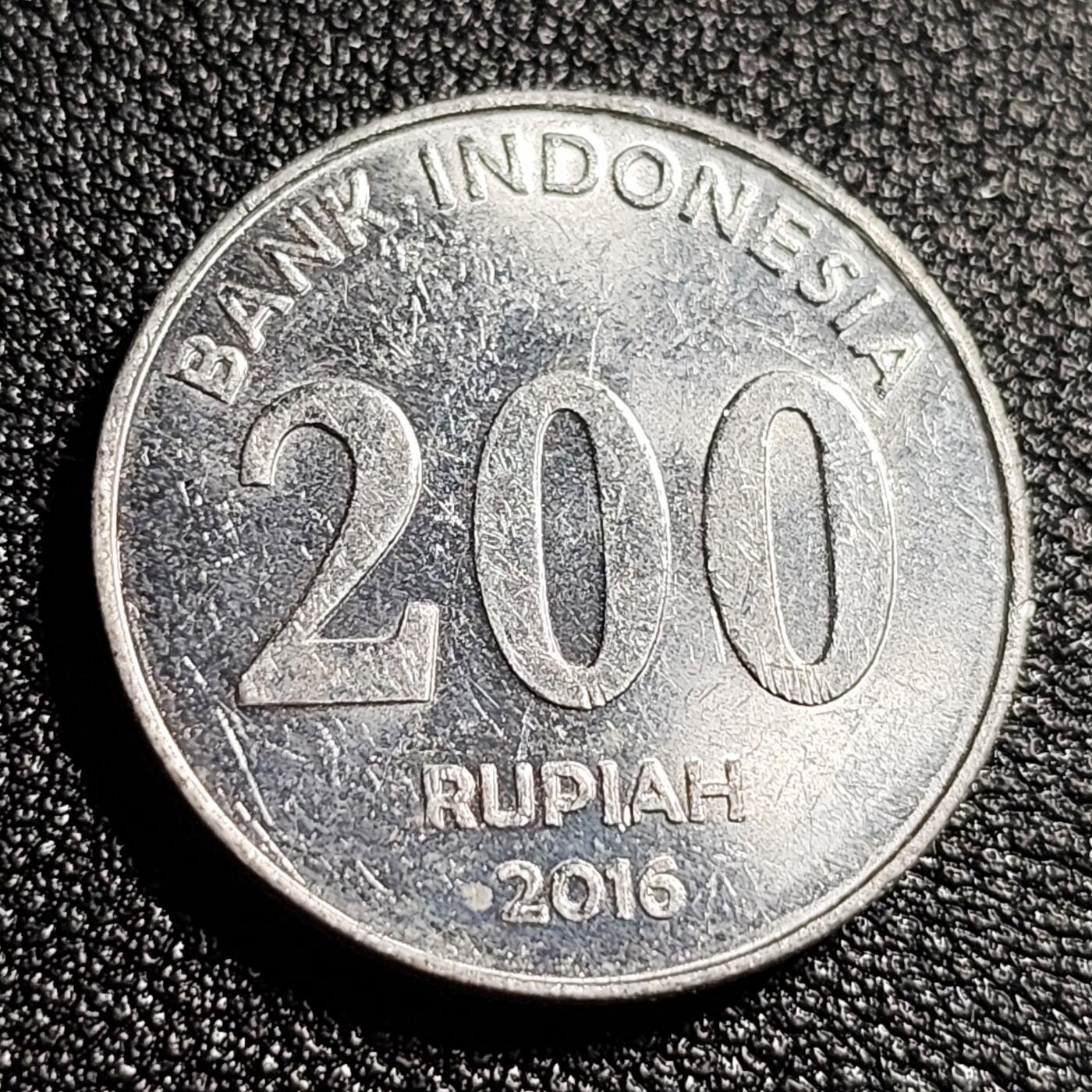 泉币菌-第48场-散币捡漏场 原光美品 印度尼西亚200卢比 鹰徽 人物图案