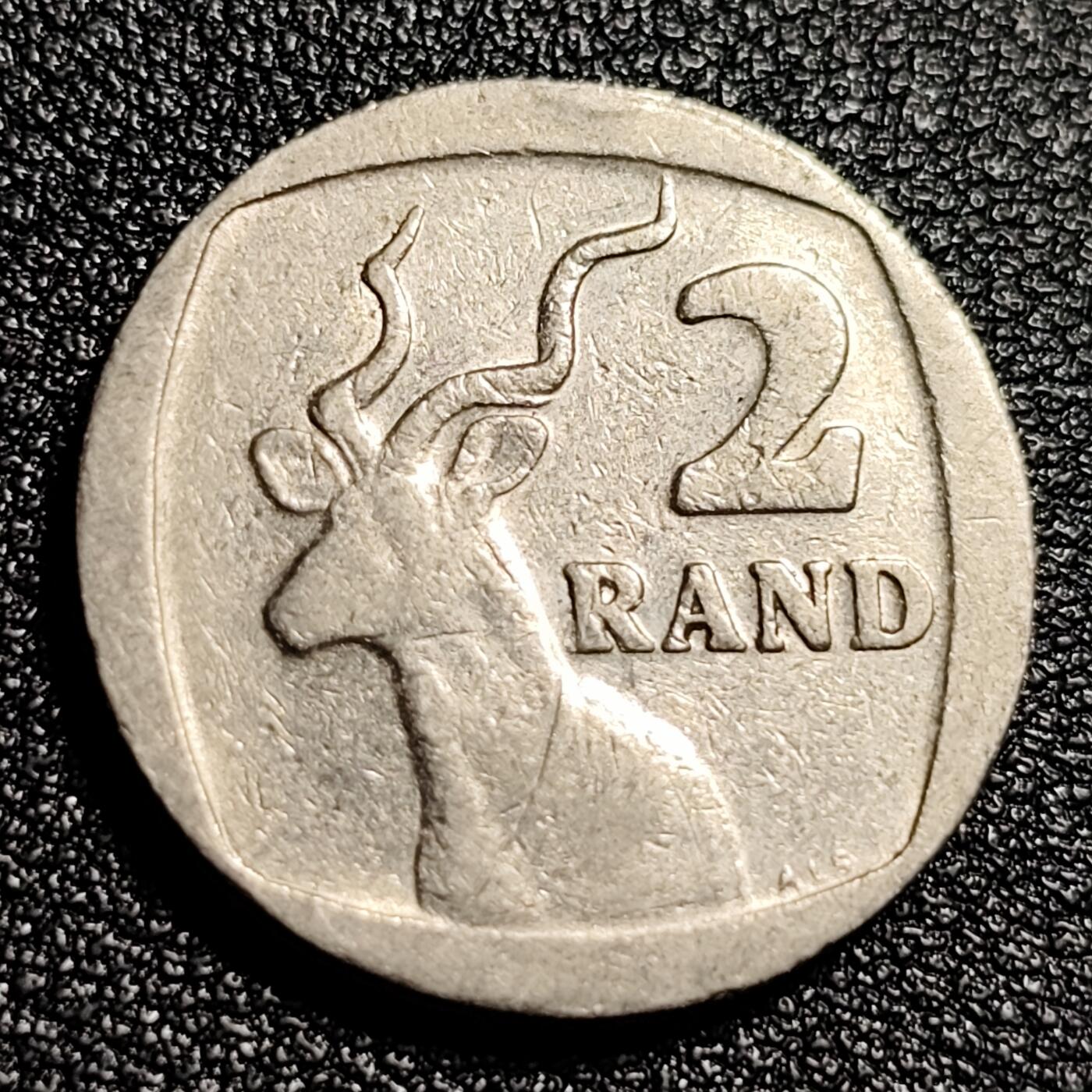 泉币菌-第48场-散币捡漏场 南非1990年2兰特镍币 跳羚 22.8mm 